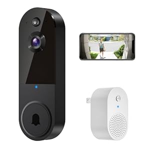 1080P Video Doorbell Camera Wireless with Ring Chime, Smart AI Human Detection, Night Vision, Battery Powered, Cloud Storage, 2.4G WiFi, Indoor Outdoor Surveillance (Black)