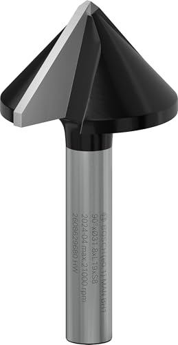 Bosch 1x Fraise à rainurer en V pour défonceuse PRO (pour Bois résineux, Bois dur, Ø 31,8 mm,...
