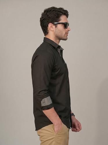 Image of Diverse Men's Cotton Blend Shirt with Pocket Design Spread Collar Full Sleeves Regular Fit and Standard Length | Comfortable Cotton Casual Shirt for Man