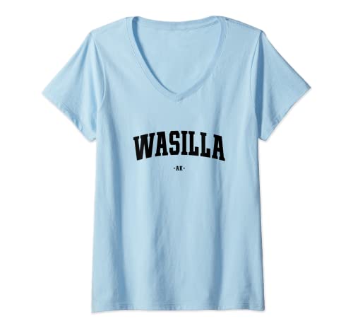 Damen Wasilla Alaska Uni-Stil T-Shirt mit V-Ausschnitt
