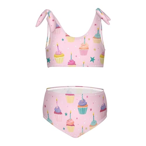 Wusikd Cute Cupcakes Girls Swimsuits Two Piece Pink Swimwear Bikini Set for for Girls Size 3T