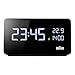 Braun Digital Alarm Clock with LCD Display, 2X USB-C Ports for Charging of Other Devices, Time and Date Display, Touch Snooze, Quick Set, in Black, Model BC20B.