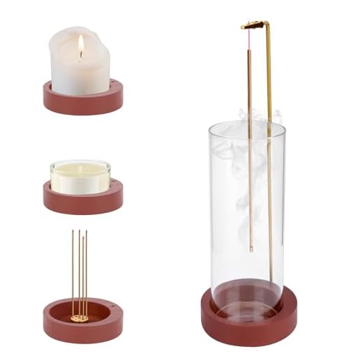TNOMSNO Quemador de Incienso, Tradicional Porta Incienso Invertido con Base de Madera Extraíble & Cubierta de Cristal, Quemador Incienso para Oficina, Yoga, Meditación