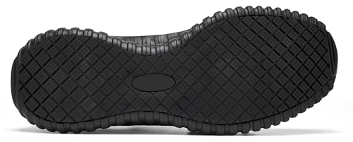 SHULOOK Men's Non Slip Work Shoes Slip On Sneakers Waterproof Food Service Kitchen Chef Restaurant Slip Resistant Walking Shoes Lightweight Comfortable Working Footwear Black Size 9.5