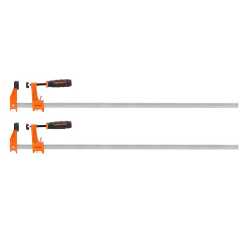 Image of Jorgensen 30 inch Medium-Duty Steel Bar Clamp Set, 600 lbs Load Limit, 2-Pack | F Clamps for Woodworking, Metalworking and DIY Projects