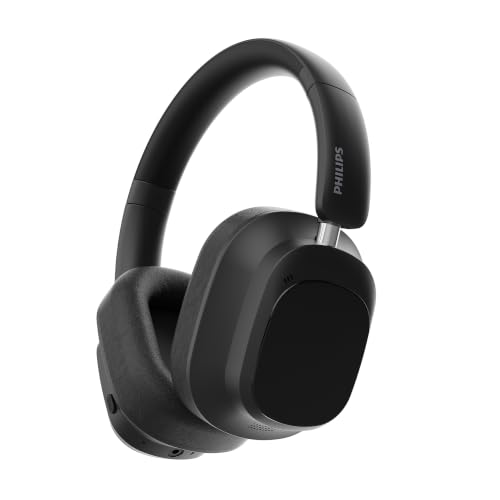 Image of PHILIPS TAH6550 Bluetooth Wireless Over-Ear Headphones with 3 Mics, 60 Hours Battery Life, 40mm Drivers, Bluetooth 5.3, Dual Pairing, USB-C Charging, AUX Connectivity, Black