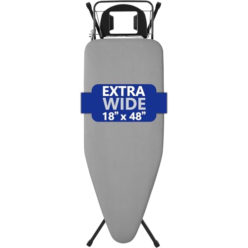 BKTD Extra-Wide Ironing Board – 48"×18" Large Surface (57" w/Iron