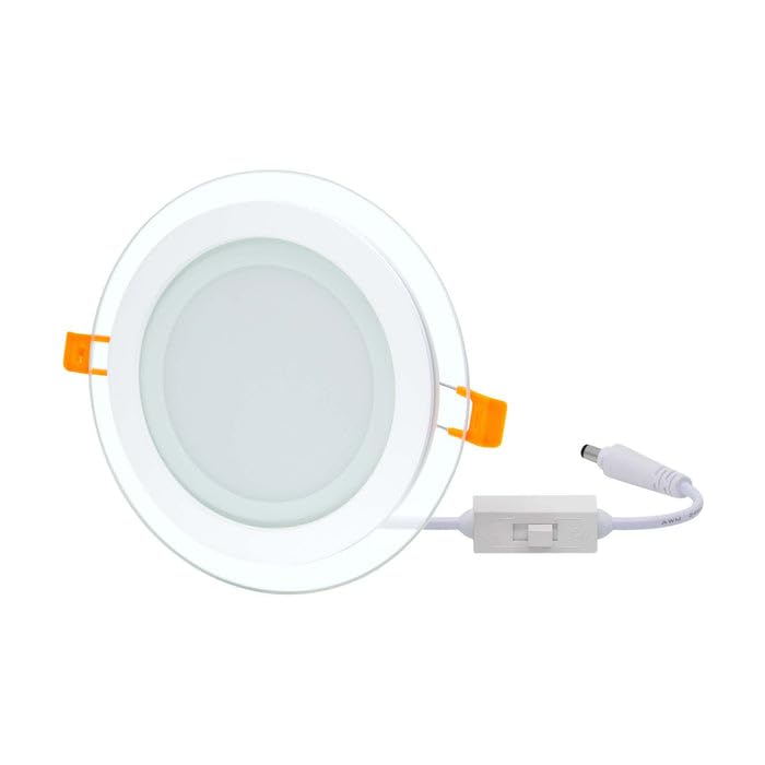 G.W.S® 6W Crystal Glass Edge Round Circle LED Recessed Flat Panel Downlight Ceiling Light 3CCT (3000K+4000K+6000K), LED Driver Included