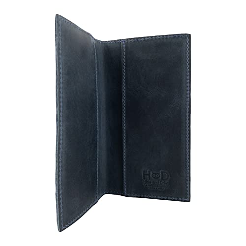 Image of Hide & Drink, Checkbook Cover, Minimalist Organizer for Personal or Business Finances, Bill Holder, Full Grain Leather, Handmade, Slate Blue