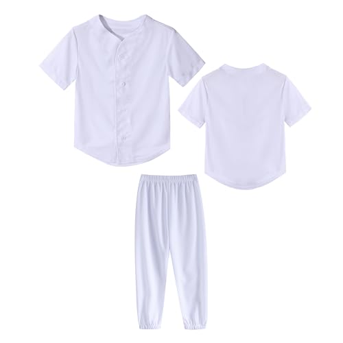 Baby Boys Birthday Baseball Pants Set White Button Down Kids Baseball Jersey Pants Jogger Outfit 9 Months