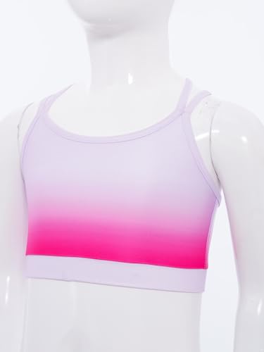 Kids Girls Athletic Crop Top Breathable Gradient Halter Neck Vest for Yoga Gymnastics Dance3
