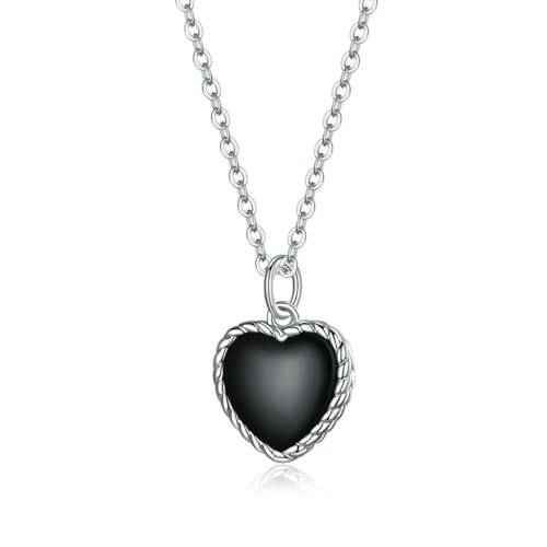 Pendran Coeur Noir en Argent 925 - Pendentif Amour au Design Raffiné