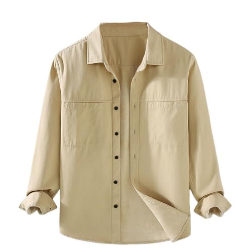 Camisa de manga larga holgada y moderna para hombre con forro interior grueso