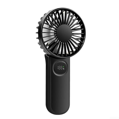 Ventilador plegable de mano con cubierta de malla frontal extraíble y 3 a 16 horas de tiempo de uso (negro)