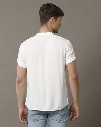 Image of Identiti MenSlim Fit Half Sleeve Solid Smart V Placket Casual Shirts