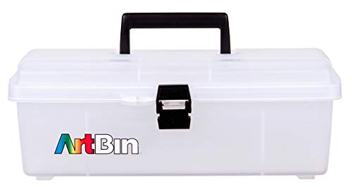 ArtBin 6965AB 14 in. Lift-Out Tray Box, Portable Art & Craft Organizer with Handle and Tray, [1] Plastic Storage Case, Clear