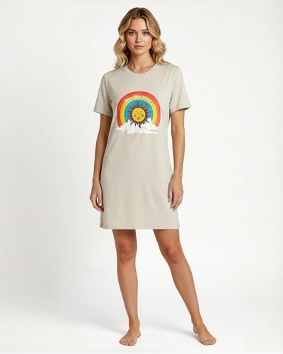 Image of Real Essentials 3 Pack: Women's Short Sleeve Nightgown Dress - Nightshirt Pajama Sleep Shirt Sleepwear (Available in Plus)
