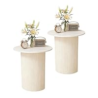 Cre Cra (Lot de 2 Table d'appoint Ronde avec Plateau en Marbre,Table d appoint Metal,Tables Bout de canapé,Design Minimaliste pour Salon et Chambre