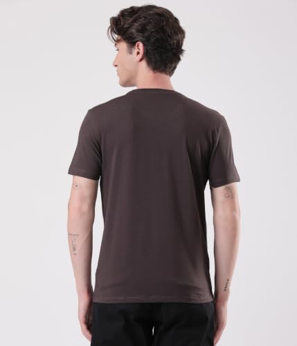 Image of TURMS Men's Anti Stain Casual T-Shirt Round Neck Half Sleeves | Anti Odor Water Repellent | Stretchable Cotton Rich Solid | Available in Plus Sizes