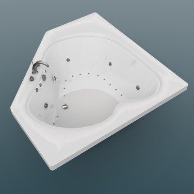 6060CDL Tobago 59" x 59" Corner Salon Spa Finish: White, Trim Finish: Polished Chrome, Pump Location: Right