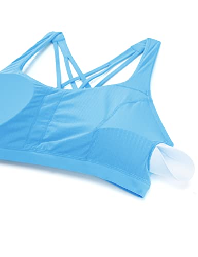 Image of CRZ YOGA Strappy V Neck Sports Bras | Medium Support, Removable Pads, Yoga, Brushed, Criss Cross Back, for Women