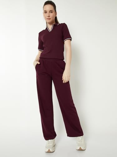 Image of Max Women Loose Mid Rise Solid Athleisure Track Pants