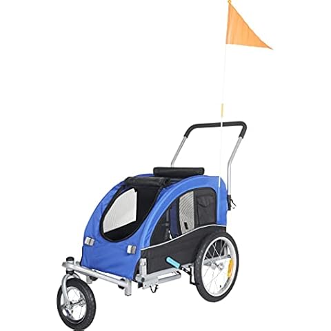 WEBAVITA Hundebuggy und Fahrradanhänger für Hunde in blau | 3 Räder | wandelbarer Oxford Haustier Buggy bis 20 kg Cover