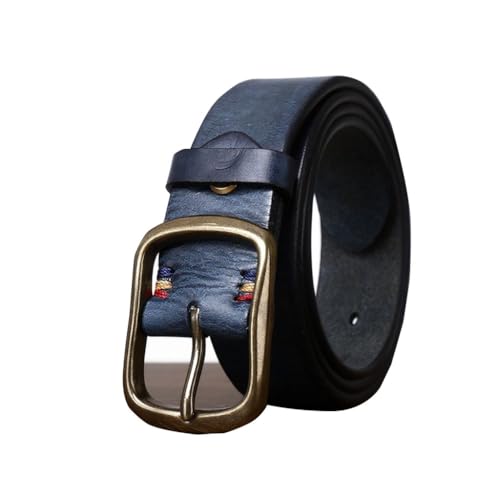 5mm Extra Thick Cowhide Leather Belt 3.8cm Wide Vintage Copper Pin Buckle Raw Edge Men's Gift