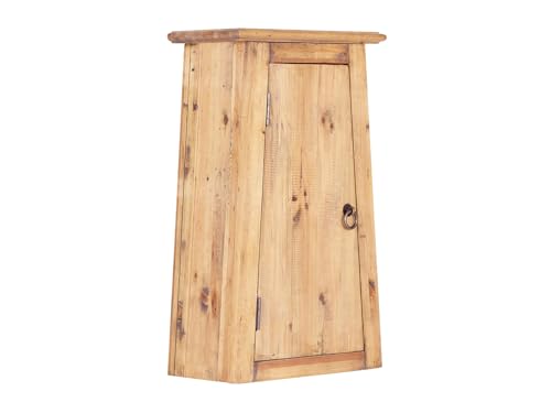 Woodkings® Bad Hängeschrank Rangun Massivholz Pinie braun Badschrank mit Glastür Design Badezimmerschrank Badmöbel Echtholz