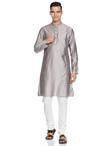 Image of Amazon Brand - Symbol Men Festive Solid Long Kurta (Regular Fit)