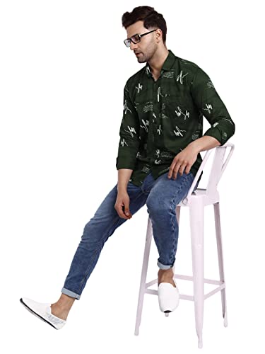 Image of Majestic Man Men's Cotton Slim Fit Printed Casual Shirt