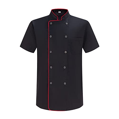 MISEMIYA - Chaqueta Cocinero Hombre - Chaqueta de Chef Hombre - Uniforme Hosteleria MZ-6821B - XXL, Chaquetas Cocinero 6821B - Negro