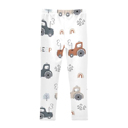 Cute Tractor Girls Leggings,Workout Leggings for Girls Toddler Athletic Legging Size for 3-10T2