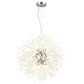 foucasal 12-Light Crystal Pendant Light Modern Dandelion Sputnik Chandelier Chrome Firework Ceiling Lighting Fixture for Dining Room, Bedroom, Kitchen, Living Room, Entryway