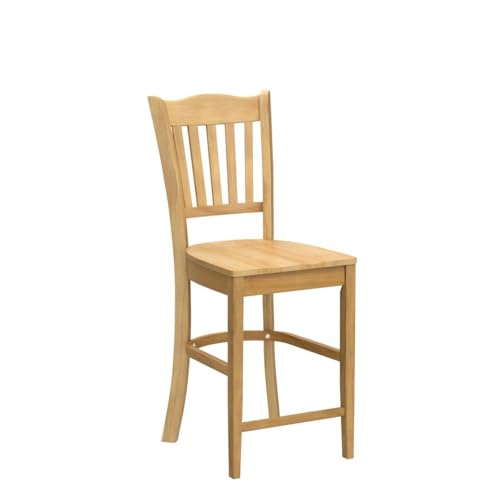 Butacos de altura para barra East West Furniture GRS-OAK-W Groton, asiento de madera y respaldo con listones, juego de 2, acabado roble miniatura 4