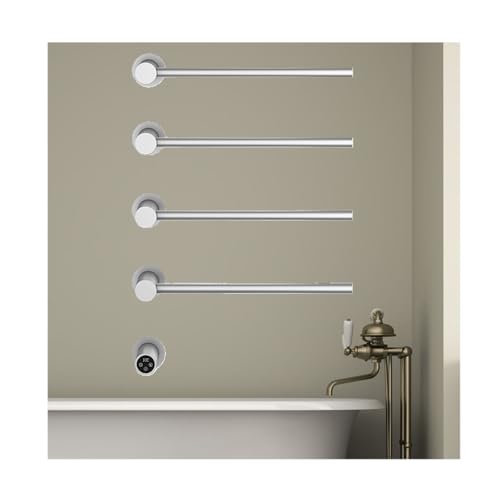 Toallero calefaccionado de Acero Inoxidable Cepillado de 4 Varillas con Temporizador Inteligente de Pantalla táctil para Montaje en Pared de baño.