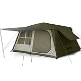 DesertFox テント大型 2～6人用 ‎簡単設営 ロッジ型 高さ200cm 4000mm耐水圧 前後室あり キャンプテント 自立式 パークテント 二重層構造 4シーズン 初心者向け UVカット 通気防風防雨 キャンピング アウトドア お花見 おしゃれ 防災 前室ポール二本/収納袋付き JTZ (深緑)