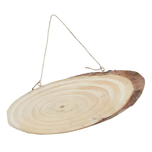 Artibetter Wooden Signs Tree Bark Wood Wood Discs 3pcs Oval Tag Wooden Plaques Decorated Crafts for Hangings Hanging Pine Slice DIY Wooden Cutout Predrilled Wood Wooden Circles