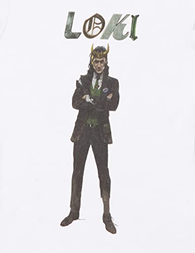 T-shirt Loki Marvel blanc à manches courtes pour fille en coton confortable