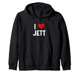 I Love Jett - Heart - Distressed Zip Hoodie