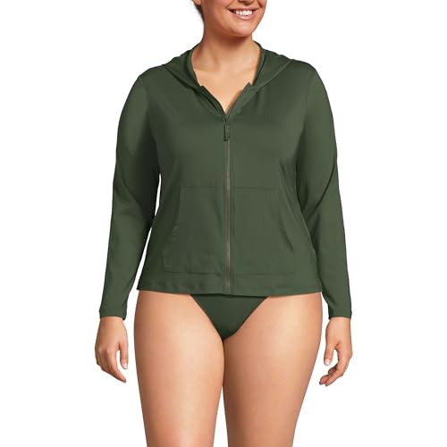 Lands' End Women's Long Sleeve Hooded Full Zip UPF 50 Rash Guard