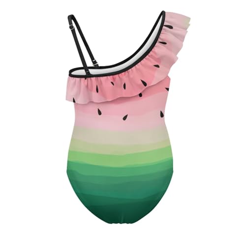 UNICEU One Piece Swimsuit for Girls Ruffle Cute One-Shoulder Swimwear Thin Straps Quick Drying Bathing Suit for Beach2