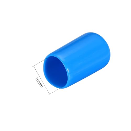 Image of MECCANIXITY 100pcs 10mm(3 /8 inch) Rubber End Caps Cover PVC Vinyl Screw Thread Protector Round Wire Shelf Caps for Screw Bolt Pipe Fence Post, Light Blue