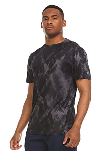 Russell Athletic Mens Dri-Power Victory Tie-Dye Short Sleeve Crew, Black, Medium