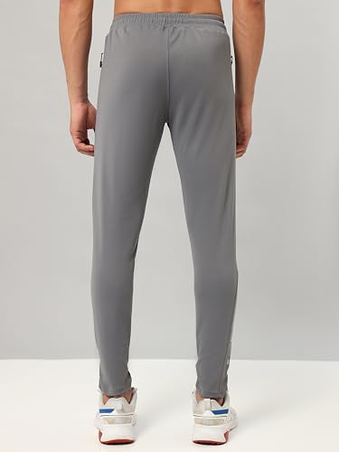 Image of TECHNOSPORT Men's Slim Fit Track Pants with Zip Pockets, ELASTO Plus Quick Dry Stretchable Lightweight Lower for Gym Running Yoga and Sports