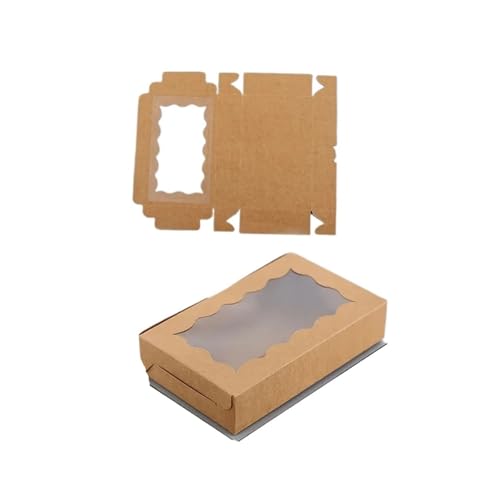 LYHYDMA Cajas para tartas Caja de embalaje for pasteles con ventana transparente, portátil, boda, fiesta cumpleaños, Navidad, San Valentín, Chocolate, 20/10 Uds(Brown,20pcs)