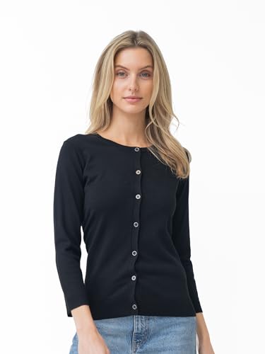 Cable & Gauge Novelty Button Cardigan, Jet Black, XL