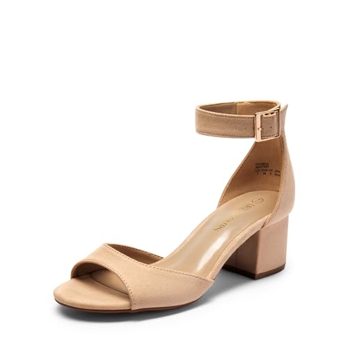 Image of DREAM PAIRS Women's Chunky Heel Sandal | 2.2 inch chunky block heels,open toe with ankle strap buckle, classic comfortable heeled sandals,wedding party dress shoes