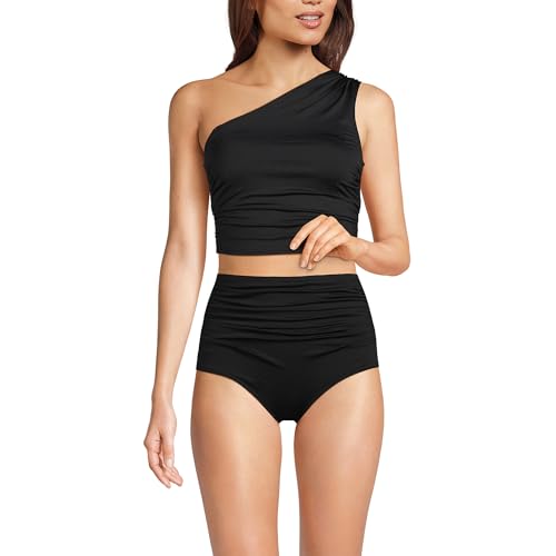 Lands' End Women's D-Cup Ruched One Shoulder Tankini Top