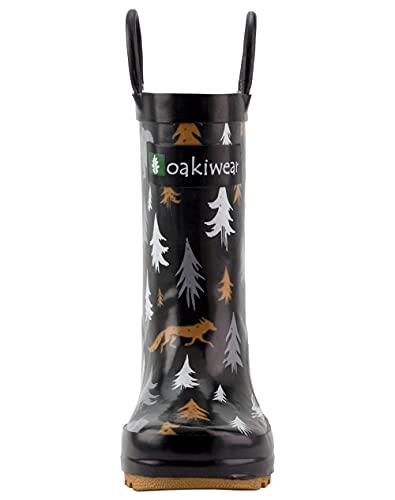 OAKI Toddler Rain Boots - Perfect Kids Rain Boots for Any Weather - Durable Rubber Baby Rain Boots Keep Little Feet Dry, Lightweight Waterproof with Easy-on Handle, Wildlife Tracker, 7T Toddler